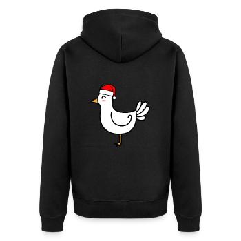 Huhn Comic Weihnachten Xmas - Unisex Premium Bio Zip Hoodie - Schwarz - Hinten - Nico (187cm)