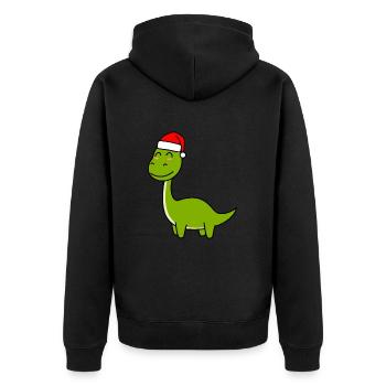 Dinosaurier brontosaurus Weihnachten Xmas - Unisex Premium Bio Zip Hoodie - Schwarz - Hinten - Nico (187cm)
