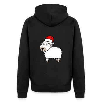 Schaf Comic Weihnachten Xmas - Unisex Premium Bio Zip Hoodie - Schwarz - Hinten - Nico (187cm)