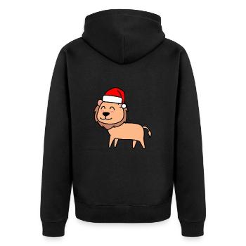 Löwe Comic Weihnachten Xmas - Unisex Premium Bio Zip Hoodie - Schwarz - Hinten - Nico (187cm)