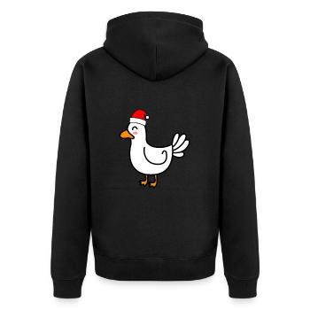 Gans Comic Weihnachten Xmas - Unisex Premium Bio Zip Hoodie - Schwarz - Hinten - Nico (187cm)