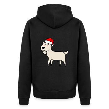 Bergziege Comic Weihnachten Xmas - Unisex Premium Bio Zip Hoodie - Schwarz - Hinten - Nico (187cm)