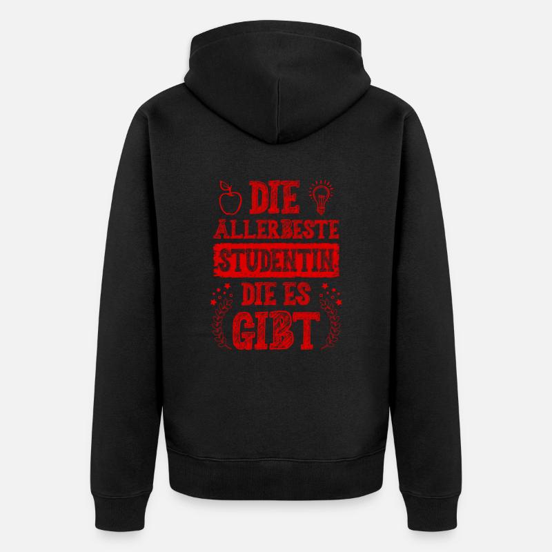 Allerbeste Studentin - Unisex Premium Bio Zip Hoodie - Schwarz