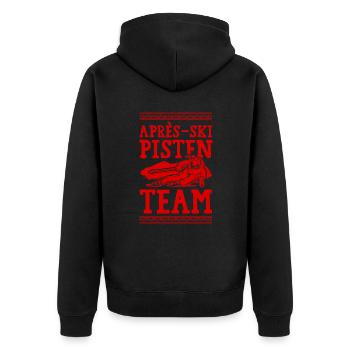 Apres ski Pisten Team - Unisex Premium Bio Zip Hoodie - Schwarz - Hinten - Nico (187cm)