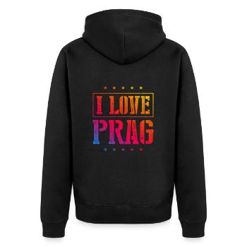 I Love Prag - Unisex Premium Bio Zip Hoodie - Schwarz - Hinten - Nico (187cm)