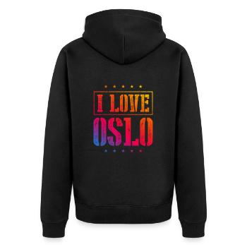 I Love Oslo - Unisex Premium Bio Zip Hoodie - Schwarz - Hinten - Nico (187cm)