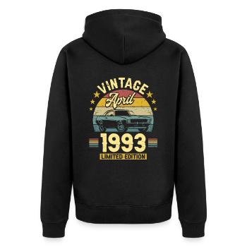 Vintage Avril 1993 30 Ans Anniversaire - Veste à capuche bio Premium Unisexe - noir - Dos - Nico (187cm)