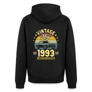 Vintage Mai 1993 30 Ans Anniversaire - Veste à capuche bio Premium Unisexe - noir - Dos - Nico (187cm)