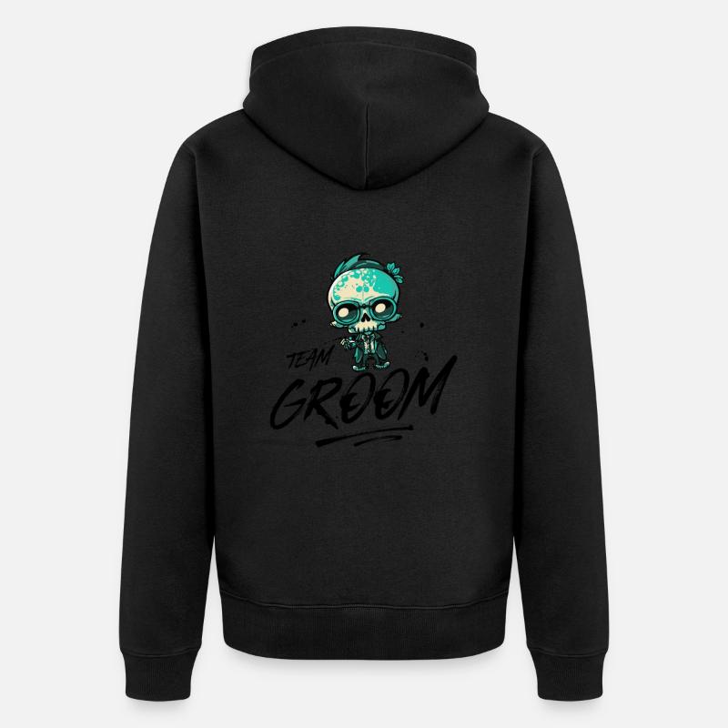 Team Groom Wedding Skeleton - Veste à capuche bio Premium Unisexe - noir