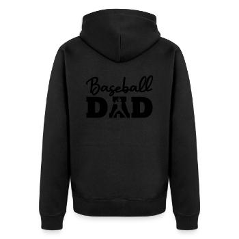 Baseball-Vater - Unisex Premium Bio Zip Hoodie - Schwarz - Hinten - Nico (187cm)
