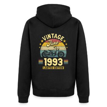 Biker Party June 1993 30 years anniversary - Unisex Premium Organic Zip Hoodie - black - Back - Nico (187cm)