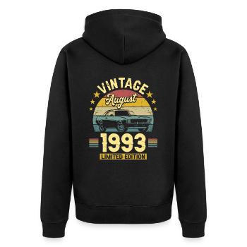 Birthday Party August 1993 30 years anniversary - Unisex Premium Organic Zip Hoodie - black - Back - Nico (187cm)