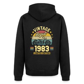Biker Party August 1983 40 years anniversary - Unisex Premium Organic Zip Hoodie - black - Back - Nico (187cm)