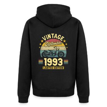 Fête Motard 1993 Septembre 30 Ans Anniversaire - Veste à capuche bio Premium Unisexe - noir - Dos - Nico (187cm)
