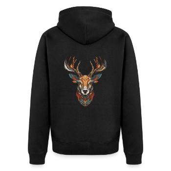 Portrait de cerf - Veste à capuche bio Premium Unisexe - noir - Dos - Nico (187cm)