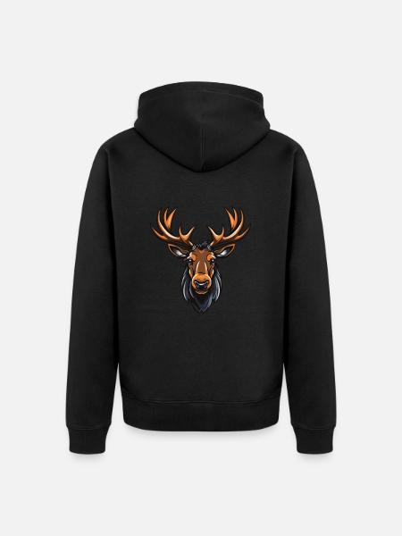Elch Portrait - Unisex Premium Bio Zip Hoodie - Schwarz