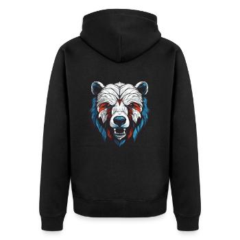 Eisbär Portrait Polar bär - Unisex Premium Bio Zip Hoodie - Schwarz - Hinten - Nico (187cm)