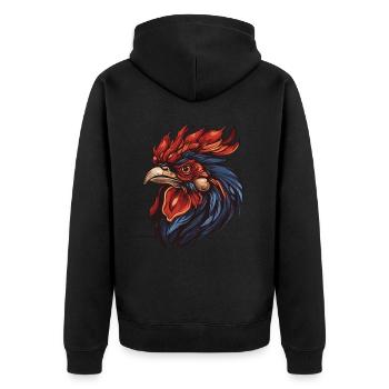 Portrait de coq - Veste à capuche bio Premium Unisexe - noir - Dos - Nico (187cm)