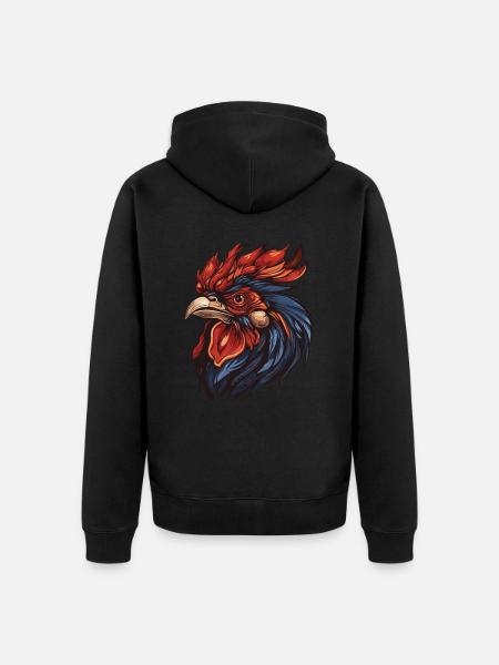 Hahn Portrait - Unisex Premium Bio Zip Hoodie - Schwarz