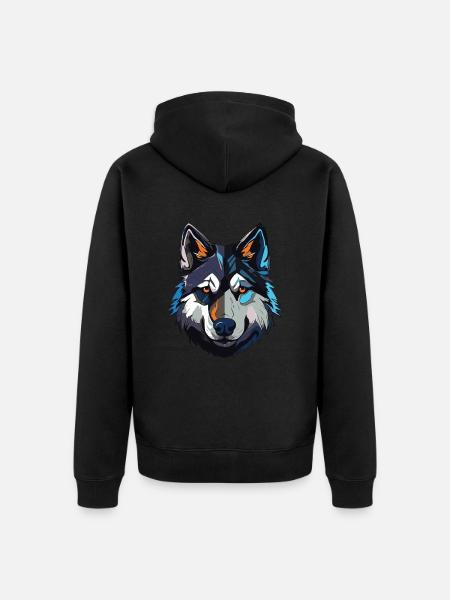 Husky Dog Portrait - Unisex Premium Organic Zip Hoodie - black