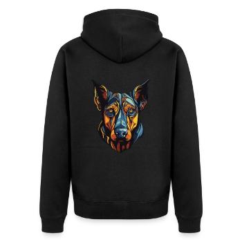Doberman Hund Portrait - Unisex Premium Bio Zip Hoodie - Schwarz - Hinten - Nico (187cm)