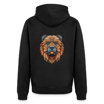 Portrait de chien Chow Chow - Veste à capuche bio Premium Unisexe - noir - Dos - Nico (187cm)