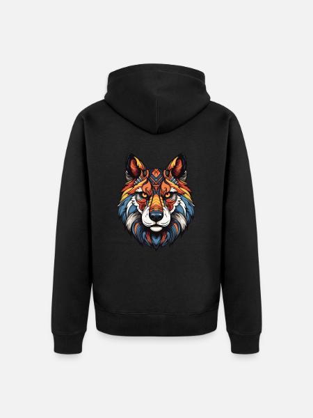 Akita Dog Portrait - Unisex Premium Organic Zip Hoodie - black