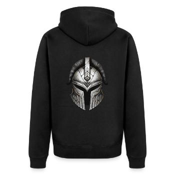 Spartan Warrior Sparta Helmet - Unisex Premium Organic Zip Hoodie - black - Back - Nico (187cm)
