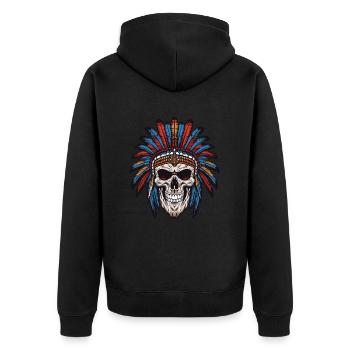 Crâne de chef indien Apache - Veste à capuche bio Premium Unisexe - noir - Dos - Nico (187cm)