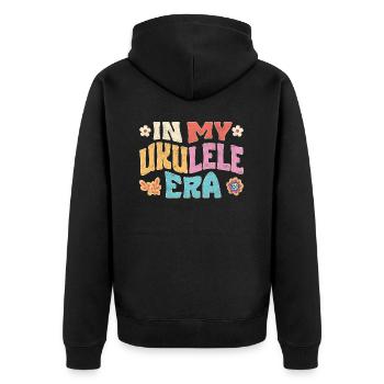 In my Ukulele Era - Unisex Premium Organic Zip Hoodie - black - Back - Nico (187cm)