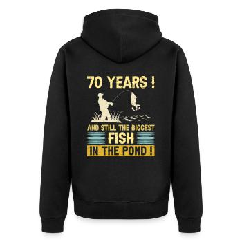 70 Ans Passionné Pêche 70ème Anniversaire Pêcheur - Veste à capuche bio Premium Unisexe - noir - Dos - Nico (187cm)