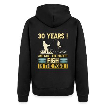 30 Ans Passionné Pêche 30ème Anniversaire Pêcheur - Veste à capuche bio Premium Unisexe - noir - Dos - Nico (187cm)
