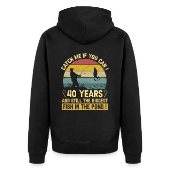 40 Ans Pêcheurs Fête 40 Ans Anniversaire Pêcheur - Veste à capuche bio Premium Unisexe - noir - Dos - Nico (187cm)