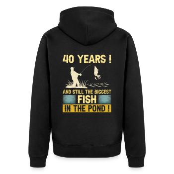 40 Ans Passionné Pêche 40ème Anniversaire Pêcheur - Veste à capuche bio Premium Unisexe - noir - Dos - Nico (187cm)