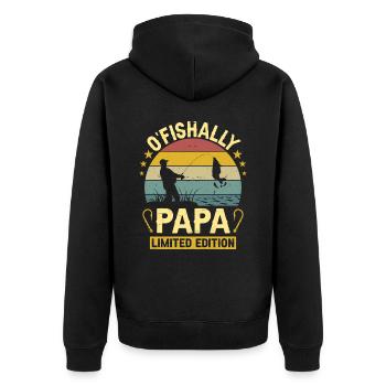 Limited Edition Ofishally Fisherman Dad Future Dad - Unisex Premium Organic Zip Hoodie - black - Back - Nico (187cm)