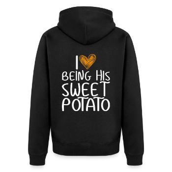 J'aime Être Sa Patate Douce Couple Thanksgiving - Veste à capuche bio Premium Unisexe - noir - Dos - Nico (187cm)