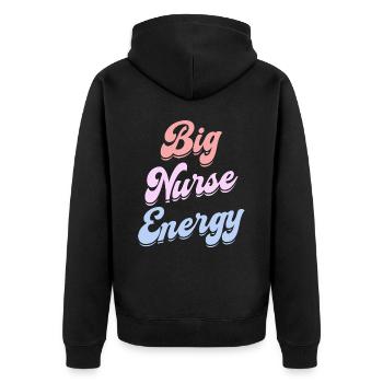 Energische Krankenschwester Krankenschwester - Unisex Premium Bio Zip Hoodie - Schwarz - Hinten - Nico (187cm)