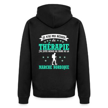 J Ai Juste Besoin de Marche Nordique Humour - Veste à capuche bio Premium Unisexe - noir - Dos - Nico (187cm)