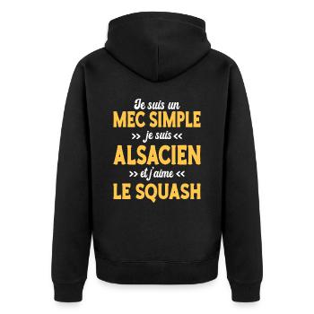 Mec Simple Humour Alsacien Amateur De Squash - Veste à capuche bio Premium Unisexe - noir - Dos - Nico (187cm)