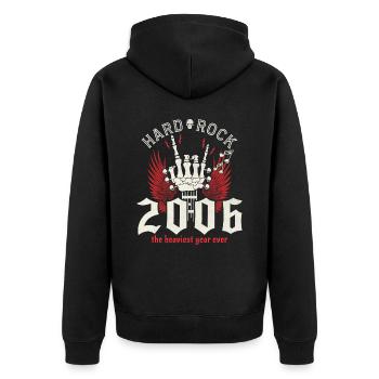 Rockjahr 2006 Partymusiker 18 Jahre Jubiläum - Unisex Premium Bio Zip Hoodie - Schwarz - Hinten - Nico (187cm)