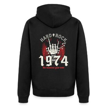 Rockjahr 1974 Partymusiker 50 Jahre Jubiläum - Unisex Premium Bio Zip Hoodie - Schwarz - Hinten - Nico (187cm)