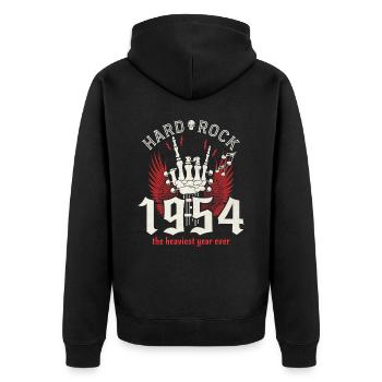 Rockjahr 1954 Partymusiker 70 Jahre Jubiläum - Unisex Premium Bio Zip Hoodie - Schwarz - Hinten - Nico (187cm)