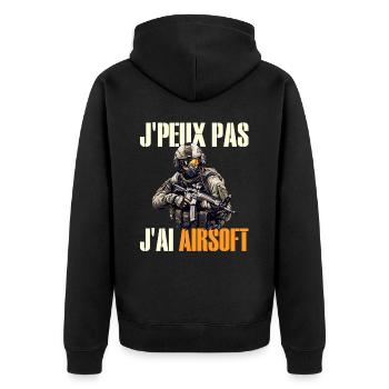Je Peux Pas J'Ai Airsoft Humour Airsofteur - Veste à capuche bio Premium Unisexe - noir - Dos - Nico (187cm)