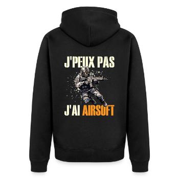 Je Peux Pas J'Ai Airsoft Humour Airsofteur - Veste à capuche bio Premium Unisexe - noir - Dos - Nico (187cm)