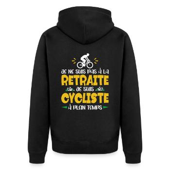 Retraité Cycliste Vélo Humour Cyclisme Retraite - Veste à capuche bio Premium Unisexe - noir - Dos - Nico (187cm)