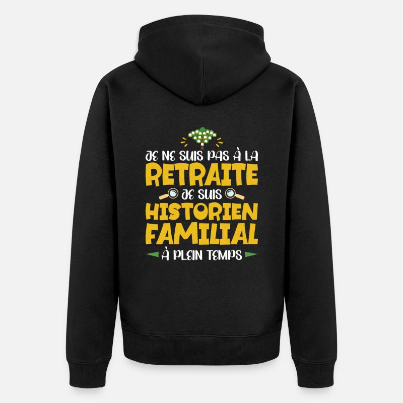 Retraité Humour Arbre Généalogique Retraite - Veste à capuche bio Premium Unisexe - noir