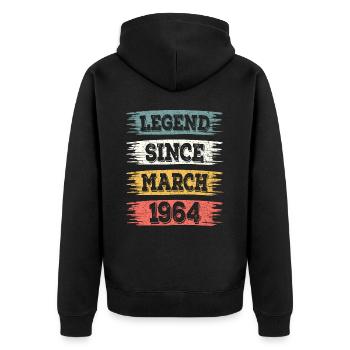 Légende 60 Ans 1964 Mars 60 Ans Anniversaire - Veste à capuche bio Premium Unisexe - noir - Dos - Nico (187cm)