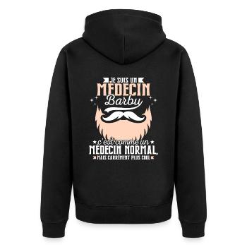Barbe Humour Médecin Barbu - Veste à capuche bio Premium Unisexe - noir - Dos - Nico (187cm)