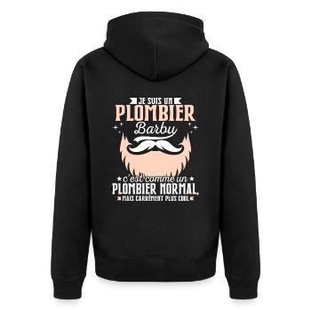 Barbe Humour Plombier Barbu - Veste à capuche bio Premium Unisexe - noir - Dos - Nico (187cm)