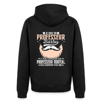 Barbe Humour Professeur Barbu - Veste à capuche bio Premium Unisexe - noir - Dos - Nico (187cm)